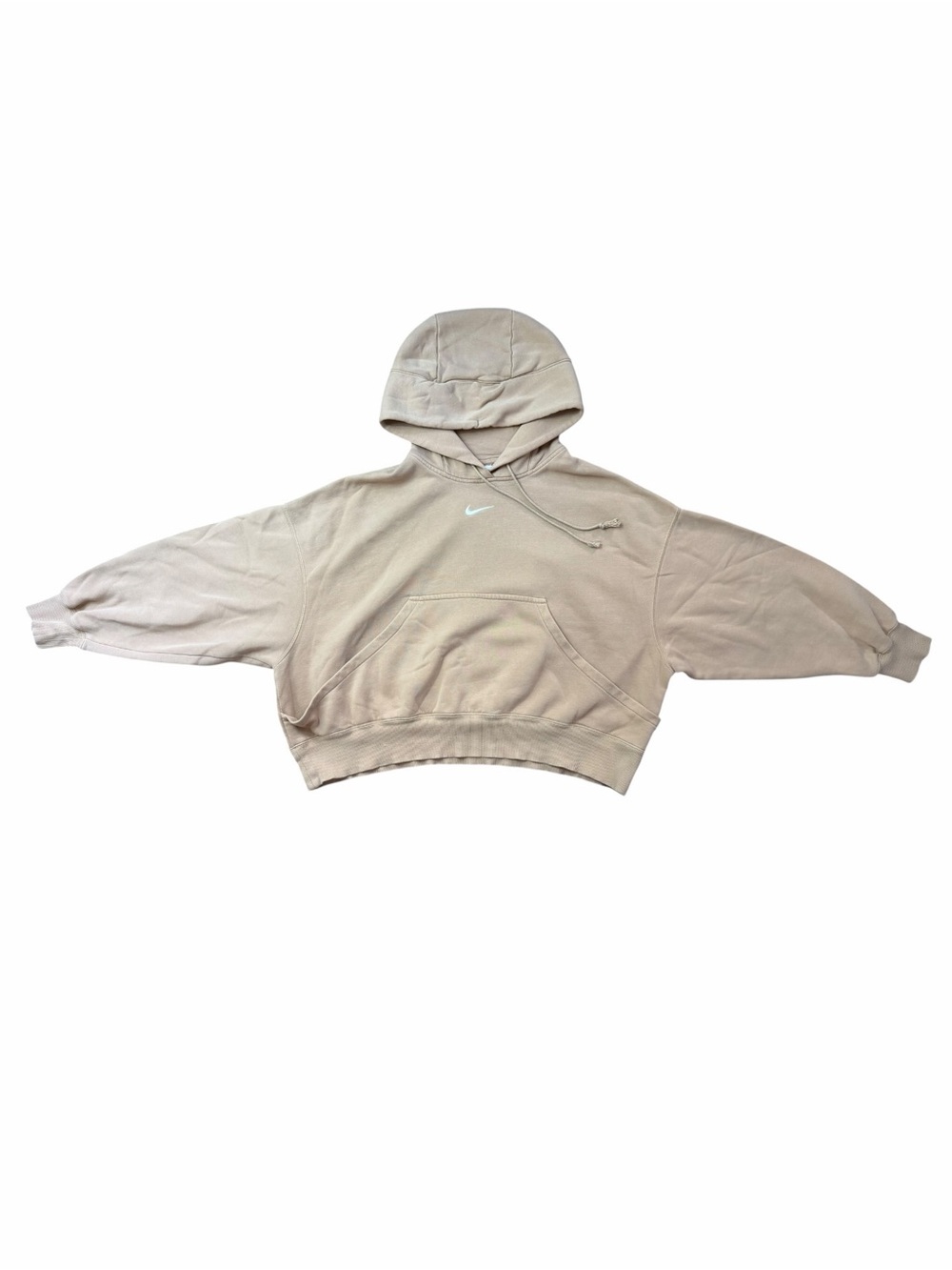 Nike Center Swoosh Phoenix Fleece oversized Beige cropped Women’s medium hoodie - Picture 5 of 7